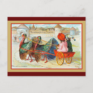 Fröhliche Thanksgiving-Vintage-Illustration Postkarte