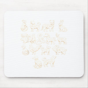 Fröhliche Tiere des Lunar Neujahrs 12 Chinesische  Mousepad