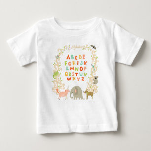 fröhliche Tiere und Alphabet Baby T-shirt