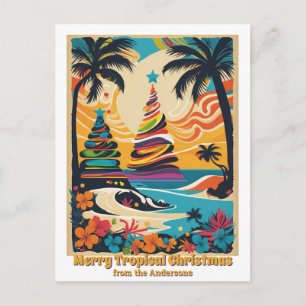 Fröhliche tropische Weihnachten vom Strand Postkarte