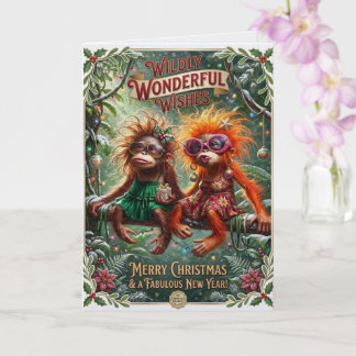Fröhliche tropische Weihnachtsaffenfreunde Karte