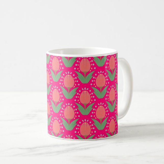 Fröhliche Tulpen Keramik Tasse (VorderseiteRechts)
