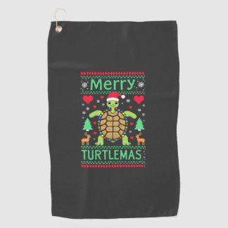 Fröhliche Turtlemas Weihnachtslichter Süße Schildk Golfhandtuch