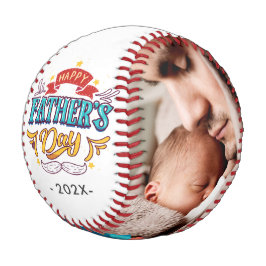 Fröhliche Typografie des Vaters mit Fotos der Fami Baseball