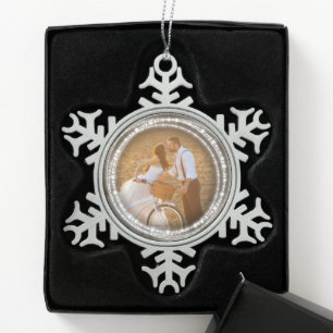 Fröhliche u. helle schneeflocken Zinn-Ornament