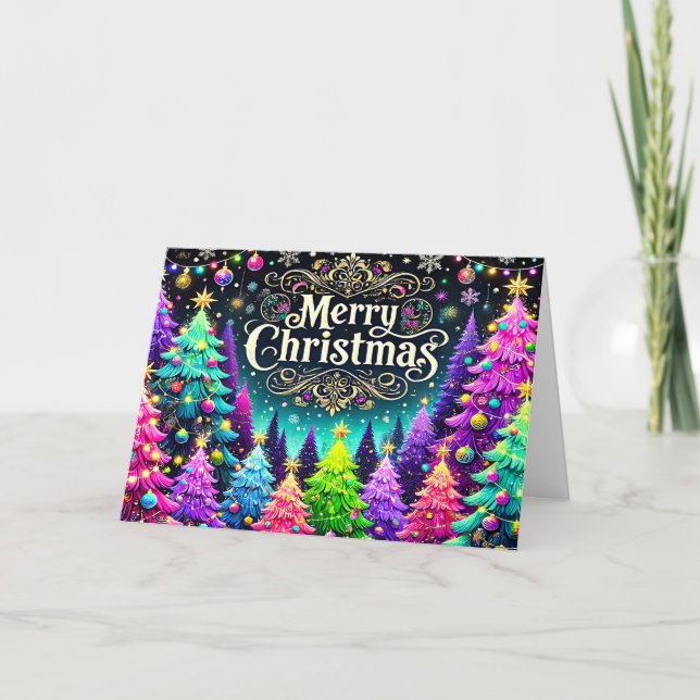 Fröhliche und bunte Weihnachtskarte Feiertagskarte (Vorderseite)