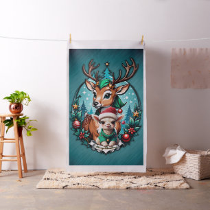 Fröhliche und einladende Weihnachtsanschauung Stoff