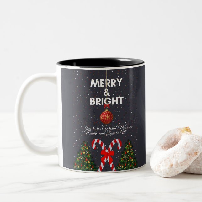 "Fröhliche und fröhliche Weihnachtskarte" Zweifarbige Tasse (Mit Donut)