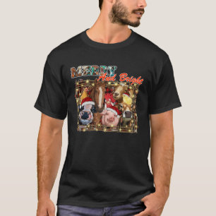 Fröhliche und helle Bauernhoftiere Kuh Färse Huhn T-Shirt