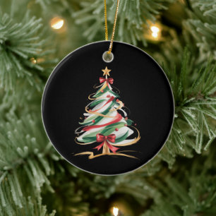 Fröhliche und helle Bäume Weihnachten Winterferien Keramik Ornament