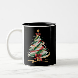 Fröhliche und helle Bäume Weihnachten Winterferien Zweifarbige Tasse