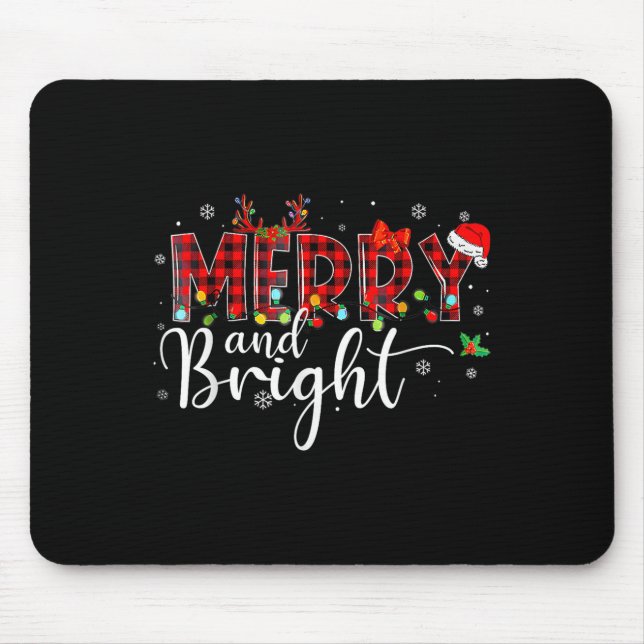 Fröhliche und helle Buffalo Kariert Red Weihnachts Mousepad (Vorne)