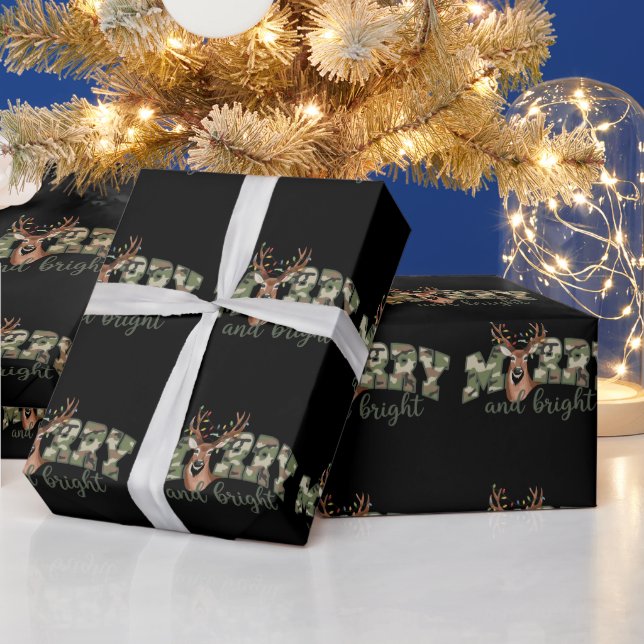 Fröhliche und helle Camouflage Hirsche Bow im Frei Geschenkpapier (Feiertage)