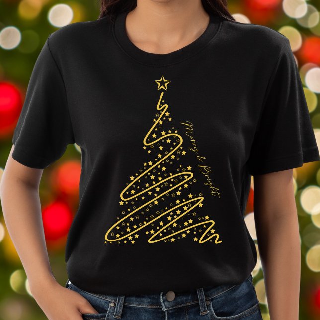 Fröhliche und helle Elegante Chic Black Gold Weihn T-Shirt (Von Creator hochgeladen)