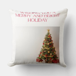 Fröhliche und helle Feiertags-Weihnachtsbaum-Wurfk Kissen
