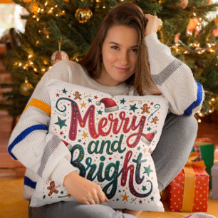 Fröhliche und helle, festliche Retro-Typografie Kissen