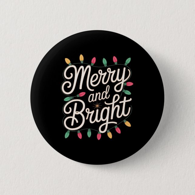 Fröhliche und helle, gemütliche Weihnachtsleuchten Button (Vorderseite)