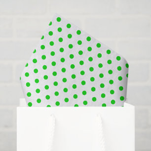 Fröhliche und helle grüne Polka Punkte auf Weiß Seidenpapier