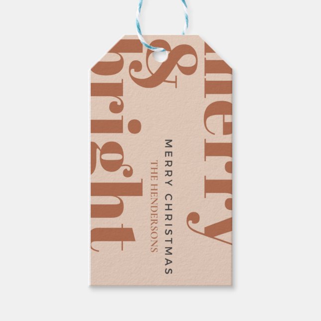 fröhliche und helle, moderne Weihnachten, leuchten Geschenkanhänger (Vorderseite)