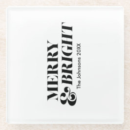 Fröhliche und helle moderne Weihnachtstypografie Glasuntersetzer