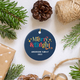 Fröhliche und helle Retro farbenfrohe Familie Keramik Ornament