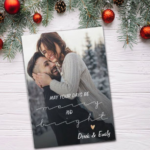 Fröhliche und helle schöne Schrift Foto Frohe Feie Feiertagspostkarte