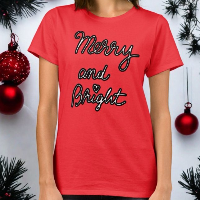 Fröhliche und helle Schrift Weihnachtsfest-Trend T-Shirt (Von Creator hochgeladen)