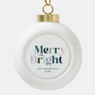 Fröhliche und helle Typografie modern Keramik Kugel-Ornament