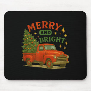 Fröhliche und helle Vintage-Rotlastwagen-Weihnacht Mousepad