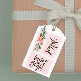 Fröhliche und helle Wasserfarbe Weihnachten Geschenkanhänger