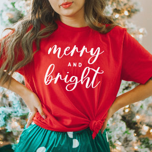 Fröhliche und helle Weihnachten der modernen Roten T-Shirt