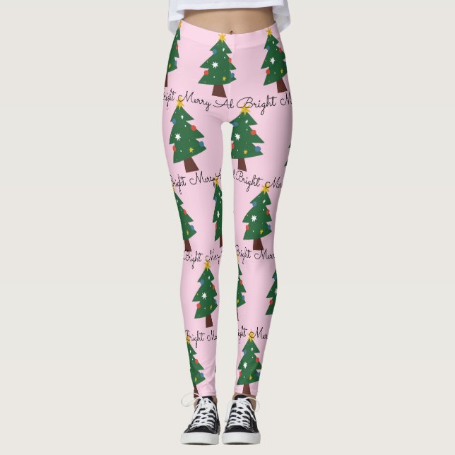 Fröhliche und helle Weihnachtsbaumen in Rosa Leggings (Vorderseite)