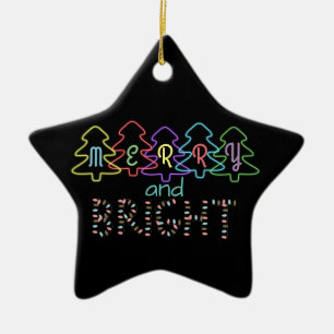 Fröhliche und helle Weihnachtsbeleuchtung Keramik Ornament