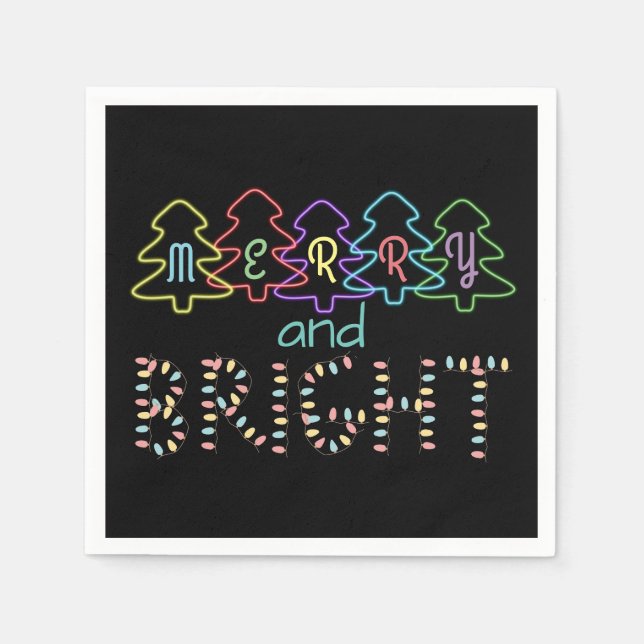 Fröhliche und helle Weihnachtsbeleuchtung Serviette (Vorderseite)