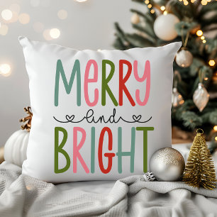 Fröhliche und helle Weihnachtsdekoration in leucht Kissen