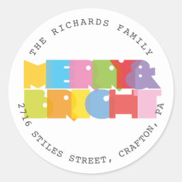 Fröhliche und helle Weihnachtsferien-Rücksendeadre Runder Aufkleber