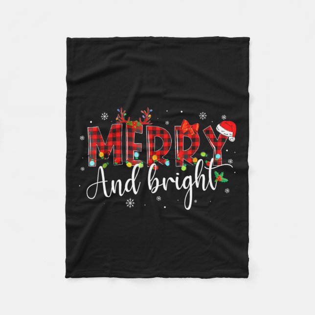 Fröhliche und helle Weihnachtsleuchten Familie Paj Fleecedecke (Vorderseite)