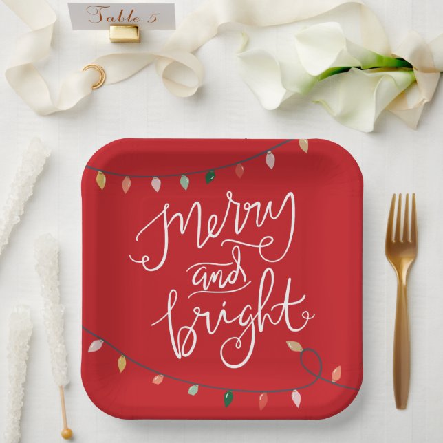 Fröhliche und helle WeihnachtsLICHT Festlich rot Pappteller (Hochzeit)