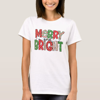 fröhliche und helle Weihnachtsmuster T-Shirt