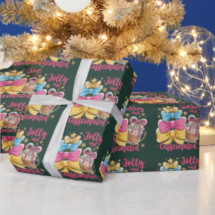 Fröhliche und koffeinhaltige Vorweihnachts-Coffee Geschenkpapier
