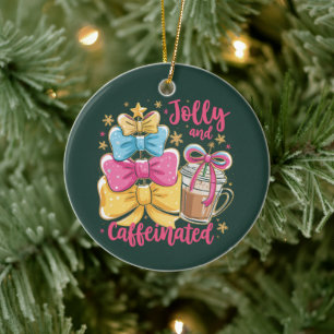 Fröhliche und koffeinhaltige Vorweihnachts-Coffee  Keramik Ornament