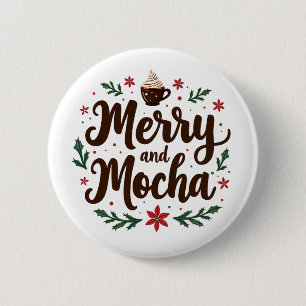 Fröhliche und mocha Drink Weihnachtskaffee Weihnac Button
