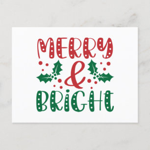 Fröhliche und strahlend rote grüne Weihnachten Postkarte