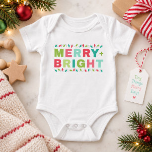 Fröhliche und strahlende Baby-Weihnachtslichter Baby Strampler