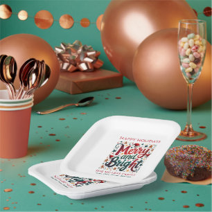Fröhliche und strahlende bunte festliche Retro-Typ Pappteller