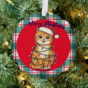 Fröhliche und strahlende Katze Weihnachten Kätzche Ornament Karte