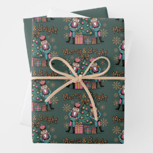 Fröhliche und strahlende Kokette Nussknacker Leopa Geschenkpapier Set
