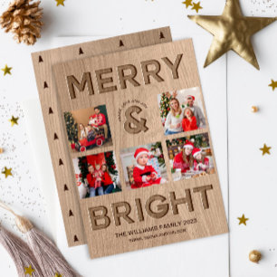 Fröhliche und strahlende rustikale Foto-Weihnachte Feiertagskarte
