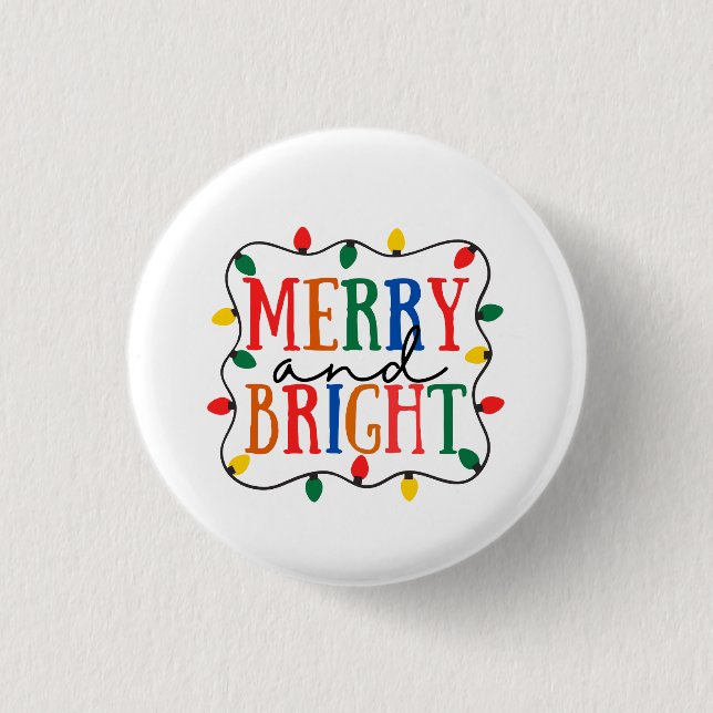 Fröhliche und strahlende Weihnachten Button (Vorderseite)