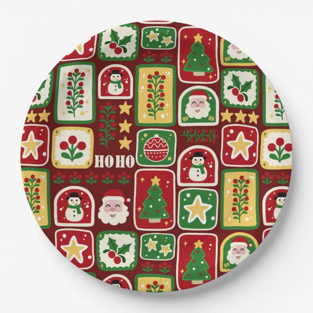 Fröhliche und strahlende Weihnachten  Pappteller (Vorderseite)